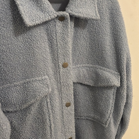 Blue Sherpa Button Up Shacket 💙 - Picture 5 of 7